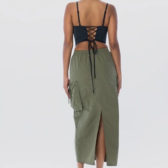 Laced Up Cargo Midi Skirt NWT - Picture 5 of 7